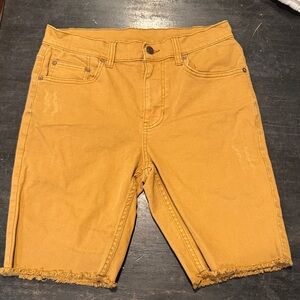 4/$15 George Men's Tan Cognac Denim Shorts Frayed Hems- Waist Size 30